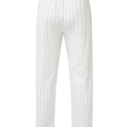 Men's vertical striped lace-up elastic waist beach pants casual trousers