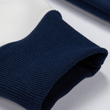 Men's casual contrasting color zipper cardigan hooded sweatshirt