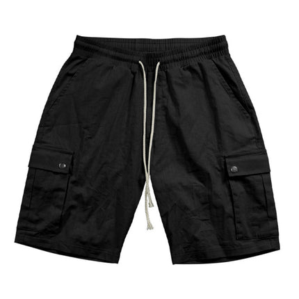 Casual Men's Slim Drawstring Shorts Thin Quarter Pants Cargo Shorts