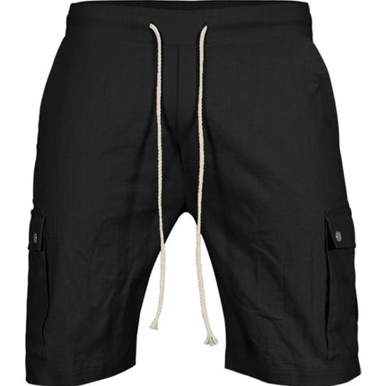 Casual Men's Slim Drawstring Shorts Thin Quarter Pants Cargo Shorts