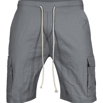 Casual Men's Slim Drawstring Shorts Thin Quarter Pants Cargo Shorts