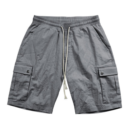 Casual Men's Slim Drawstring Shorts Thin Quarter Pants Cargo Shorts