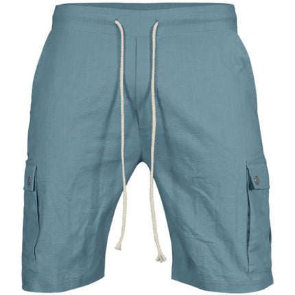 Casual Men's Slim Drawstring Shorts Thin Quarter Pants Cargo Shorts