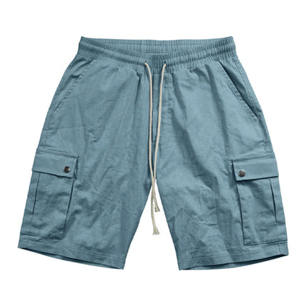 Casual Men's Slim Drawstring Shorts Thin Quarter Pants Cargo Shorts