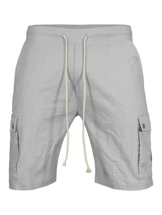 Casual Men's Slim Drawstring Shorts Thin Quarter Pants Cargo Shorts