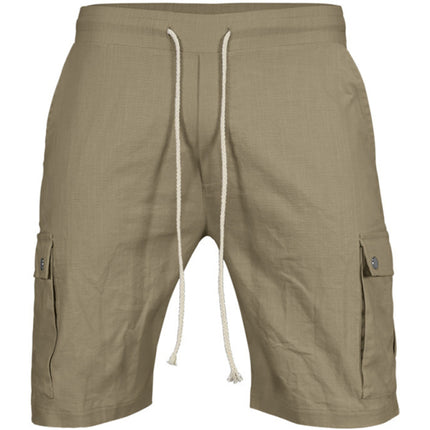 Casual Men's Slim Drawstring Shorts Thin Quarter Pants Cargo Shorts