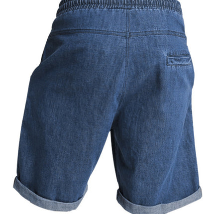 Casual three-quarter pants solid color shorts loose high-waisted rope breathable shorts