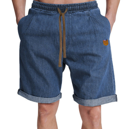 Casual three-quarter pants solid color shorts loose high-waisted rope breathable shorts