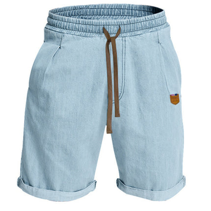 Casual three-quarter pants solid color shorts loose high-waisted rope breathable shorts