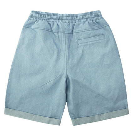 Casual three-quarter pants solid color shorts loose high-waisted rope breathable shorts