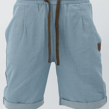 Casual three-quarter pants solid color shorts loose high-waisted rope breathable shorts