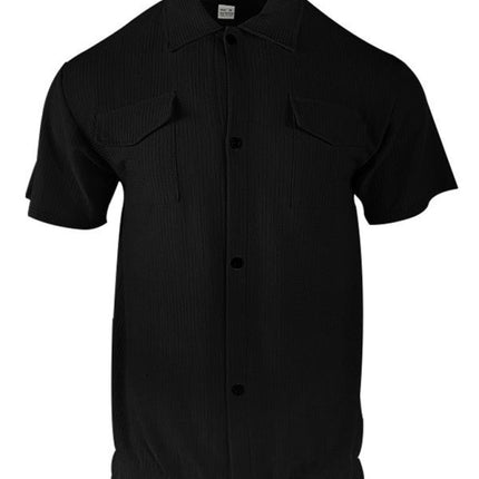 Men's new cardigan front pocket casual short-sleeved shirt