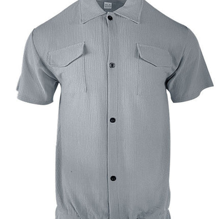 Men's new cardigan front pocket casual short-sleeved shirt