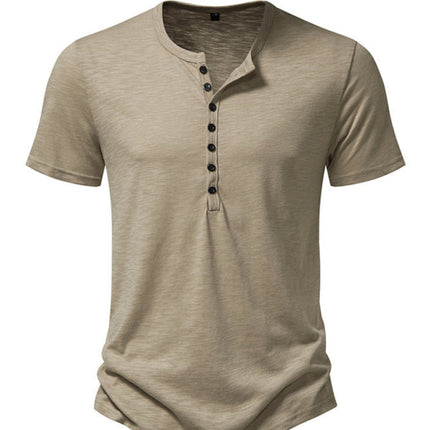 Men's Henley Casual Fashion Basic Short Sleeve T-Shirt