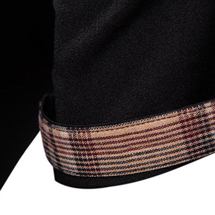 Men's Casual Collar Buttoned Plaid Color Block Short Sleeve Shirt