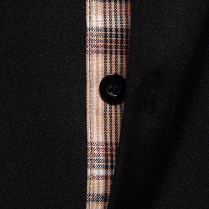 Men's Casual Collar Buttoned Plaid Color Block Short Sleeve Shirt