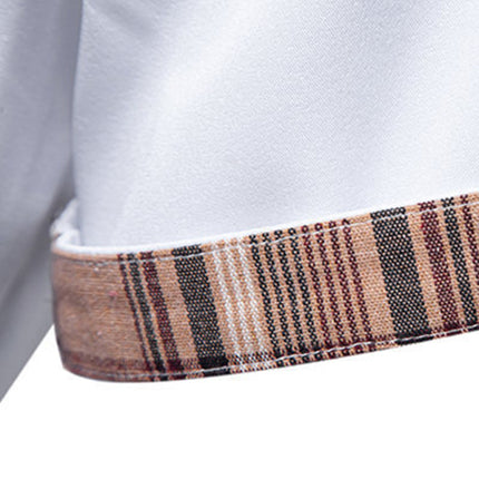 Men's Casual Collar Buttoned Plaid Color Block Short Sleeve Shirt