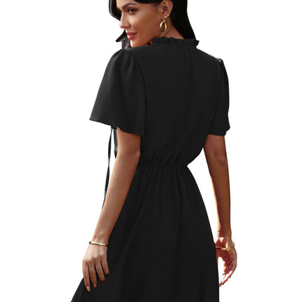 Women's high neck loose Ruffle Dress