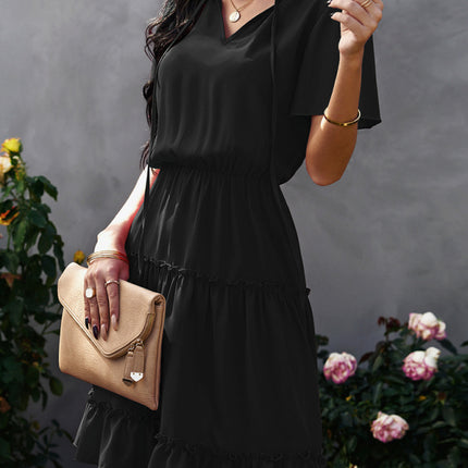 Women's high neck loose Ruffle Dress
