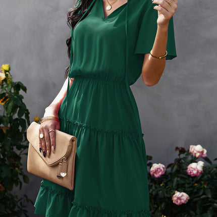 Women's high neck loose Ruffle Dress