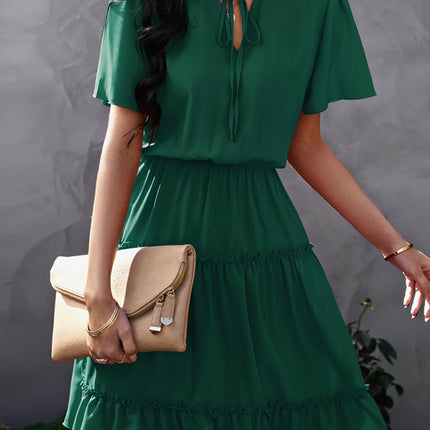 Women's high neck loose Ruffle Dress