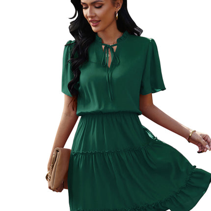 Women's high neck loose Ruffle Dress