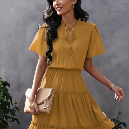 Women's high neck loose Ruffle Dress