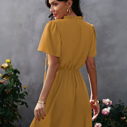 Women's high neck loose Ruffle Dress