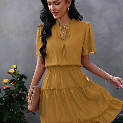 Women's high neck loose Ruffle Dress