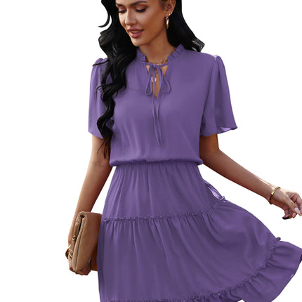 Women's high neck loose Ruffle Dress