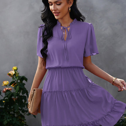 Women's high neck loose Ruffle Dress
