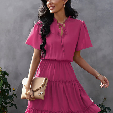 Women's high neck loose Ruffle Dress