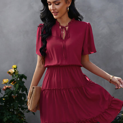 Women's high neck loose Ruffle Dress