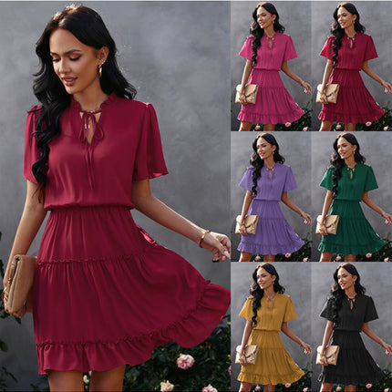Women's high neck loose Ruffle Dress