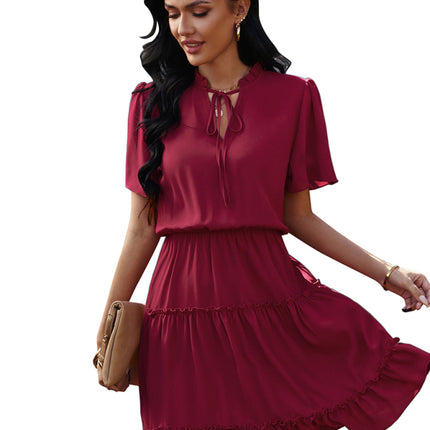 Women's high neck loose Ruffle Dress