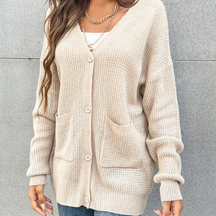 women's button pocket cardigan knitted sweater coat