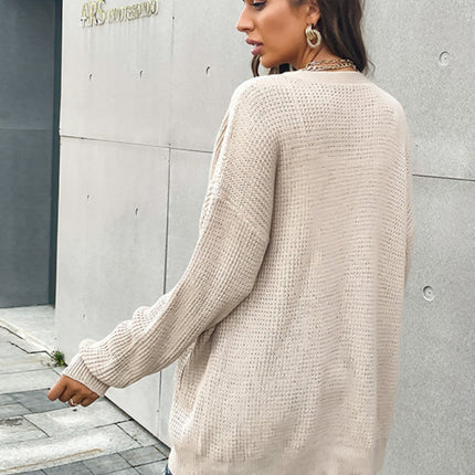 women's button pocket cardigan knitted sweater coat