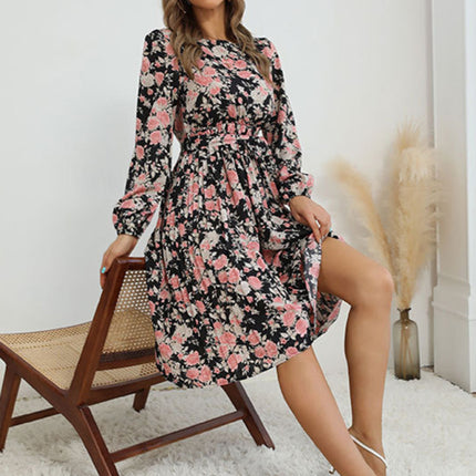 New product long -sleeved long -sleeved base fashion dress