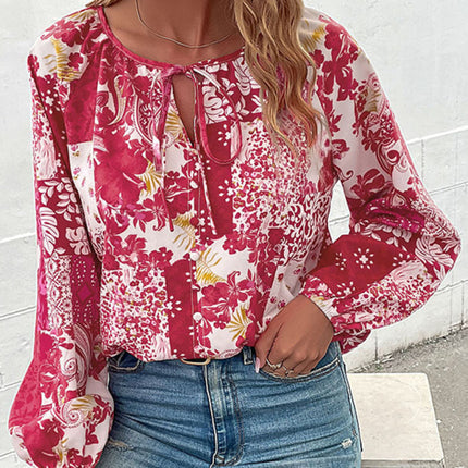 Women's Woven Paisley Balloon Sleeve Shirt