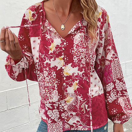 Women's Woven Paisley Balloon Sleeve Shirt
