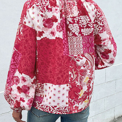 Women's Woven Paisley Balloon Sleeve Shirt