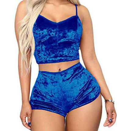 Sexy Velvet V-neck Underwear Two-Piece Set Sexy Lingerie Homewear Set