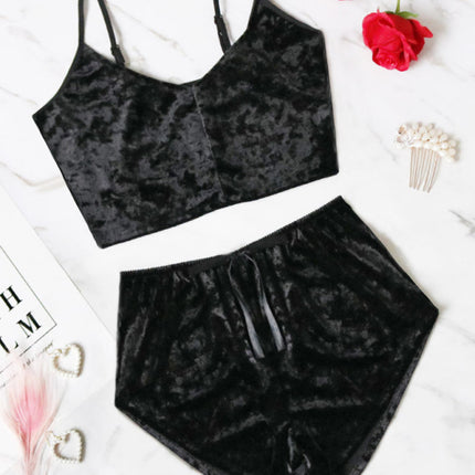 Sexy Velvet V-neck Underwear Two-Piece Set Sexy Lingerie Homewear Set
