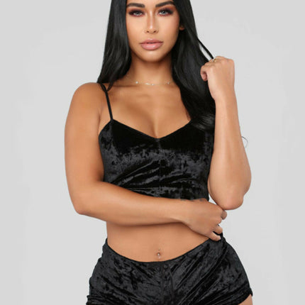 Sexy Velvet V-neck Underwear Two-Piece Set Sexy Lingerie Homewear Set