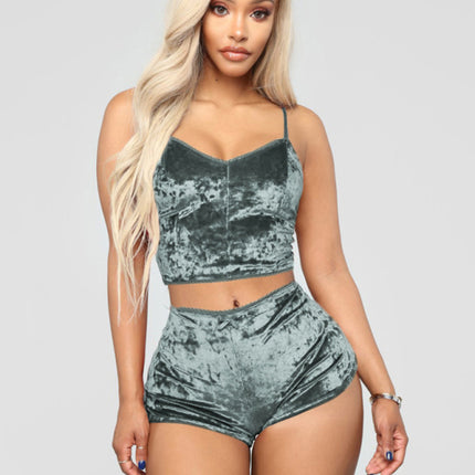 Sexy Velvet V-neck Underwear Two-Piece Set Sexy Lingerie Homewear Set
