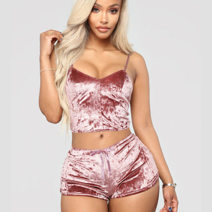 Sexy Velvet V-neck Underwear Two-Piece Set Sexy Lingerie Homewear Set