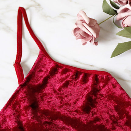 Sexy Velvet V-neck Underwear Two-Piece Set Sexy Lingerie Homewear Set