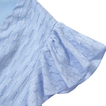 Women's clothing European and American solid color V-neck waist fresh wind dress for women