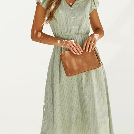 Women's clothing European and American solid color V-neck waist fresh wind dress for women