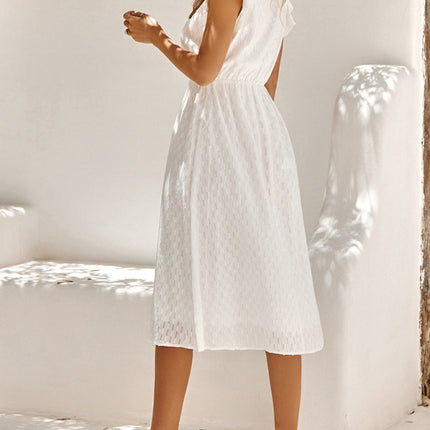 Women's clothing European and American solid color V-neck waist fresh wind dress for women